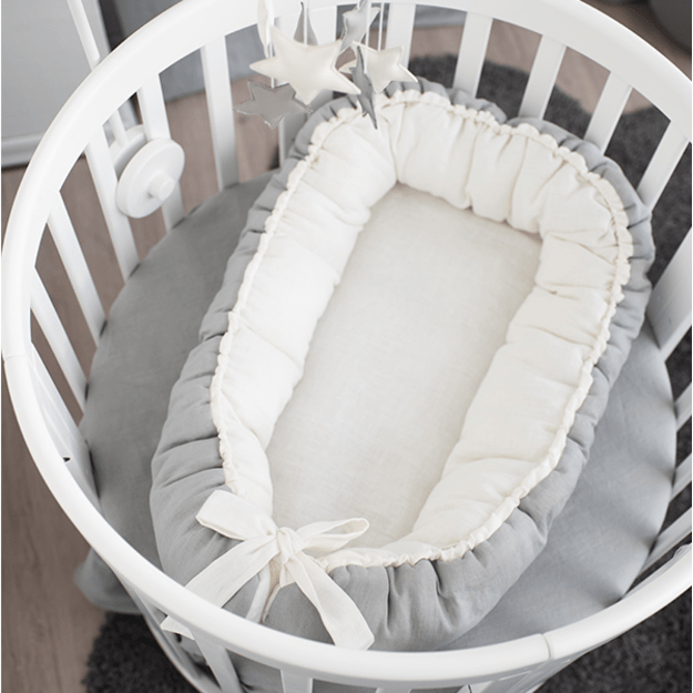 Cotton & Sweets, light grey baby nest in 100% linen 