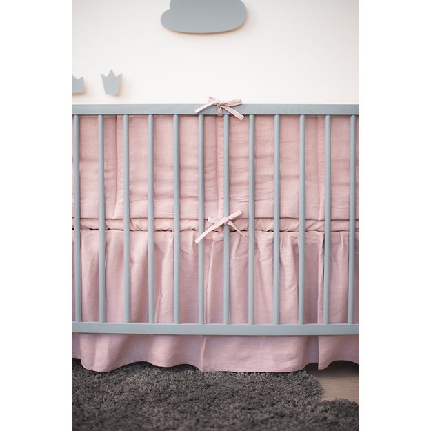 Pink Natural Linen Baby Bumper