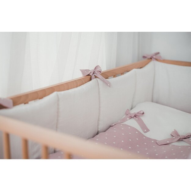 White and Pink Linen Baby Bumper
