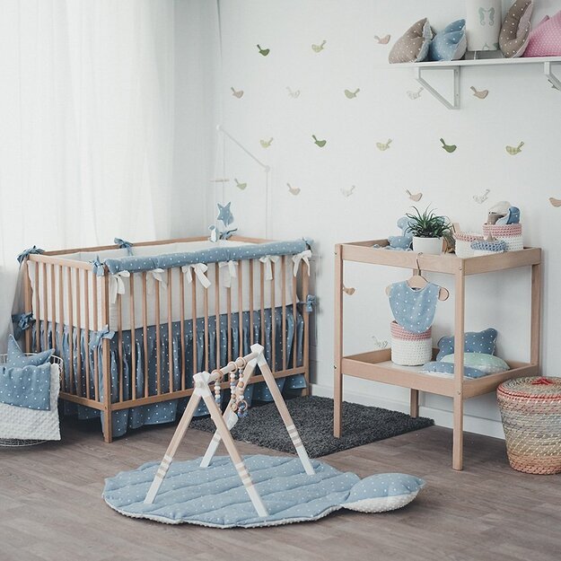 Blue Linen (flax) Crib Rail Cover