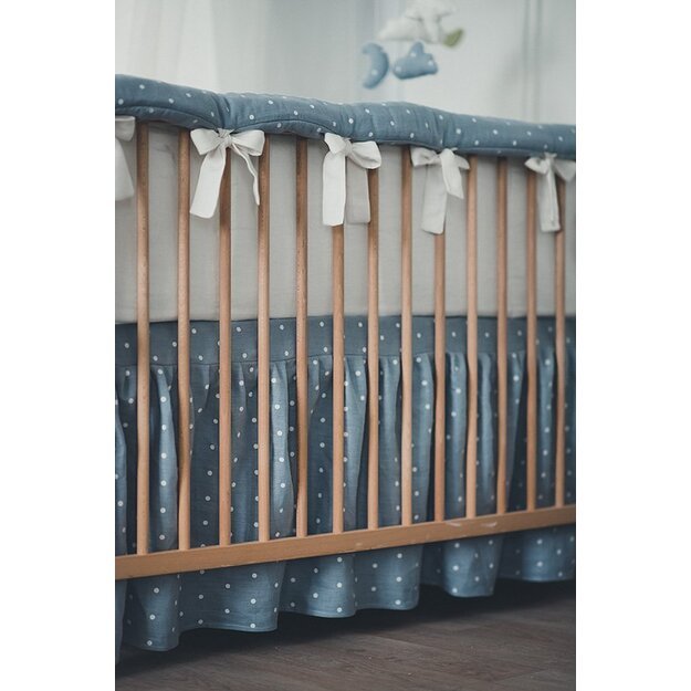 Blue Linen (flax) Crib Rail Cover