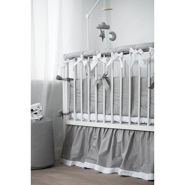 Grey White Crib Rail Cover