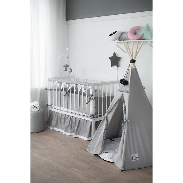 Grey Cotton Baby Bumper With Bows