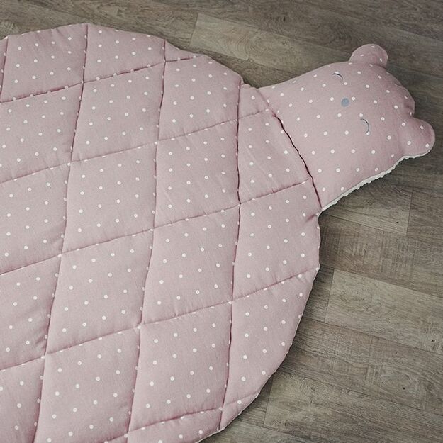 GYM, TOYS & MAT - Wooden Baby Play Gym, Linen (flax) Pink Play Mat, Silicon Toys