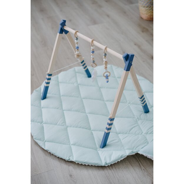 Wooden Baby Play Gym BLUE with Side Rope