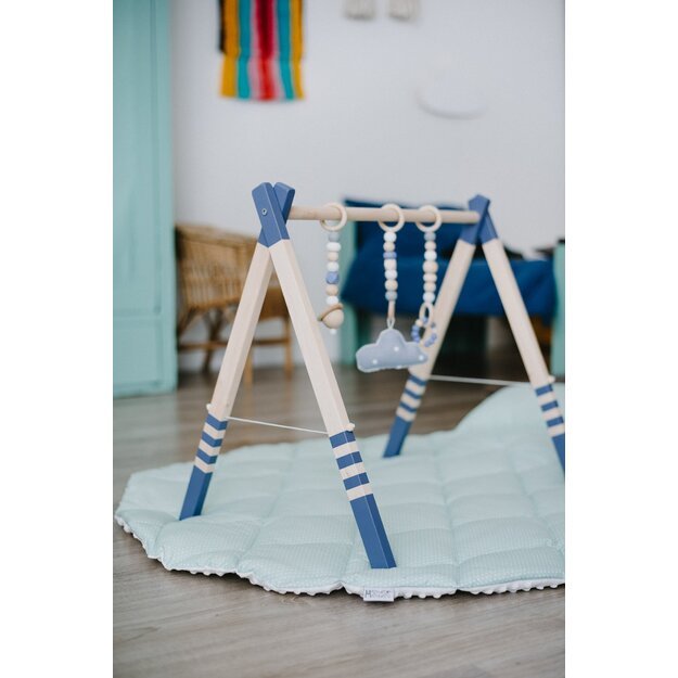 Wooden Baby Play Gym BLUE with Side Rope