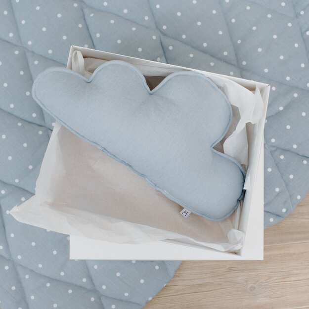 Blue linen (flax) cloud pillow 