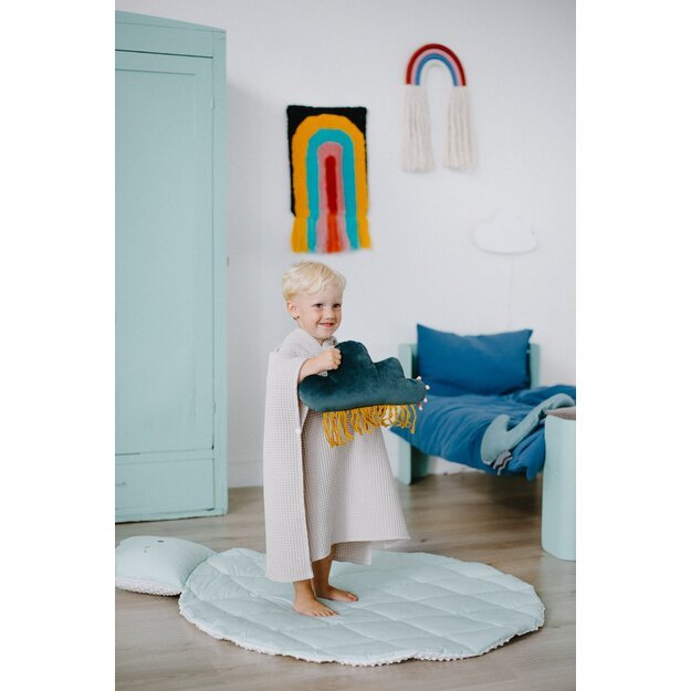 Mustard Velvet Rain Cloud Pillow 