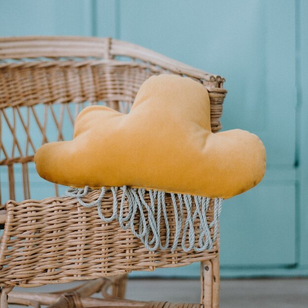 Mustard Velvet Rain Cloud Pillow 