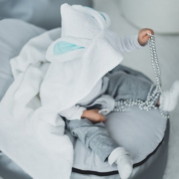 Grey Baby Hooded Towel with Bunny Ears