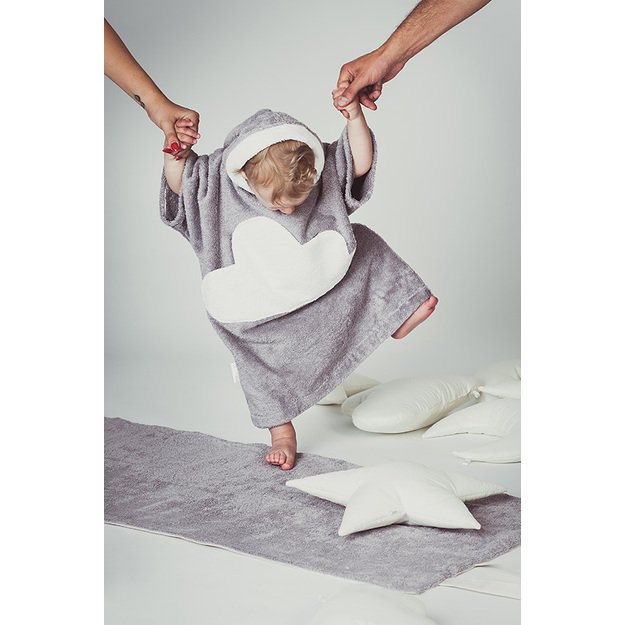 Soft hooded poncho bathrobe for toddler - grey CLOUD pocket
