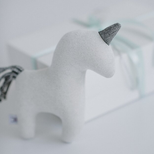White Unicorn Rattle Toy