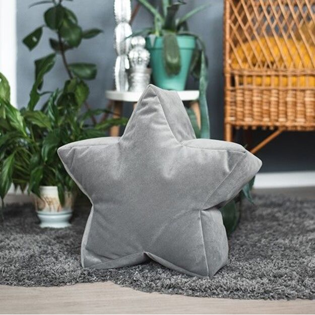 Grey Velvet Star Bean Bag Chair