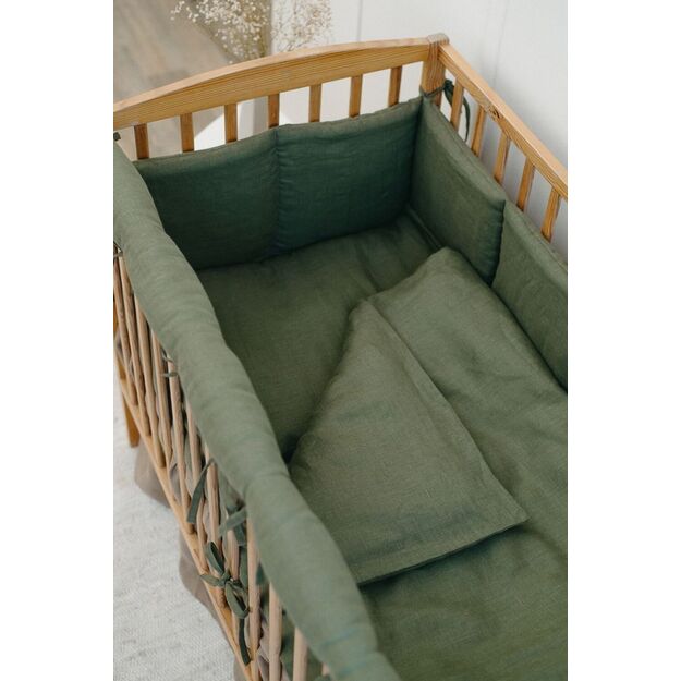 Green linen Baby Bedding