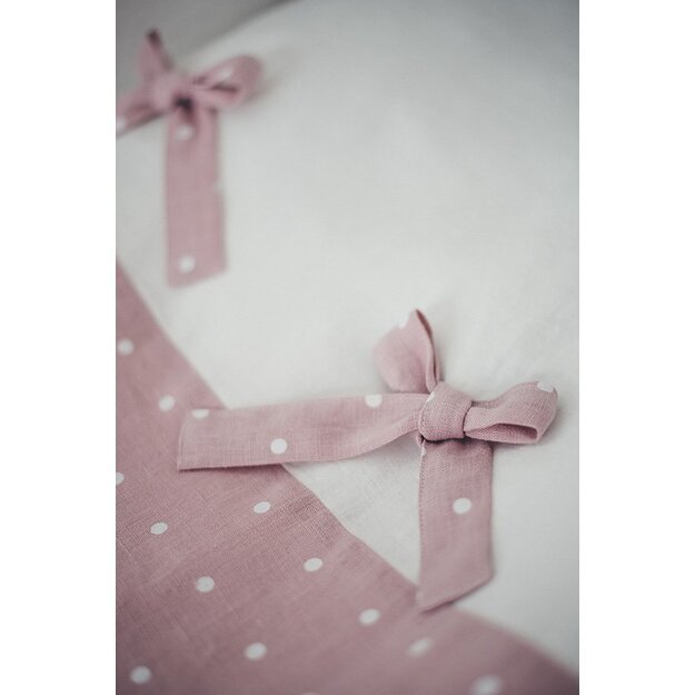 LINEN (flax) Polka Dot Pink Baby Bow Bedding
