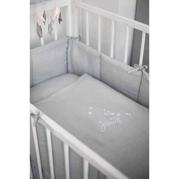 LINEN Gray Personalized Baby Zodiac Bedding