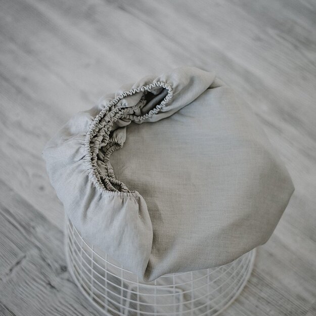 Grey plain linen (flax) crib sheet