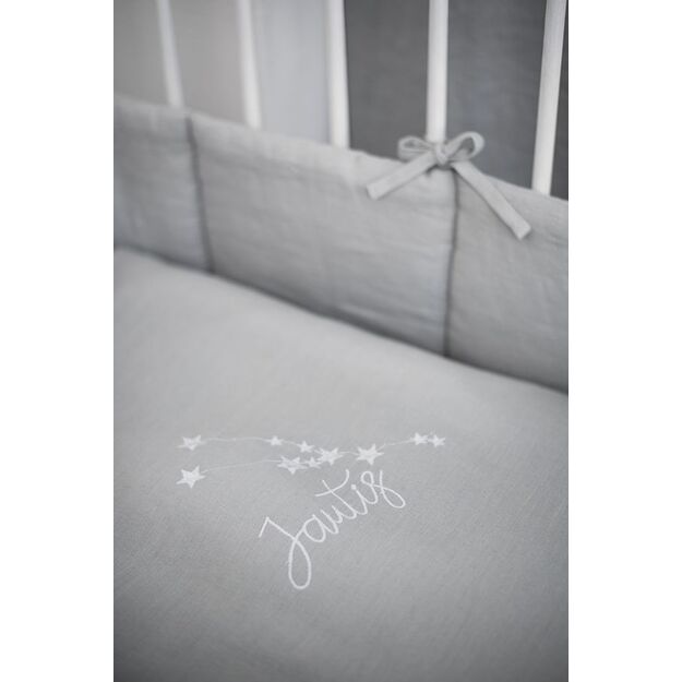 LINEN Gray Personalized Baby Zodiac Bedding