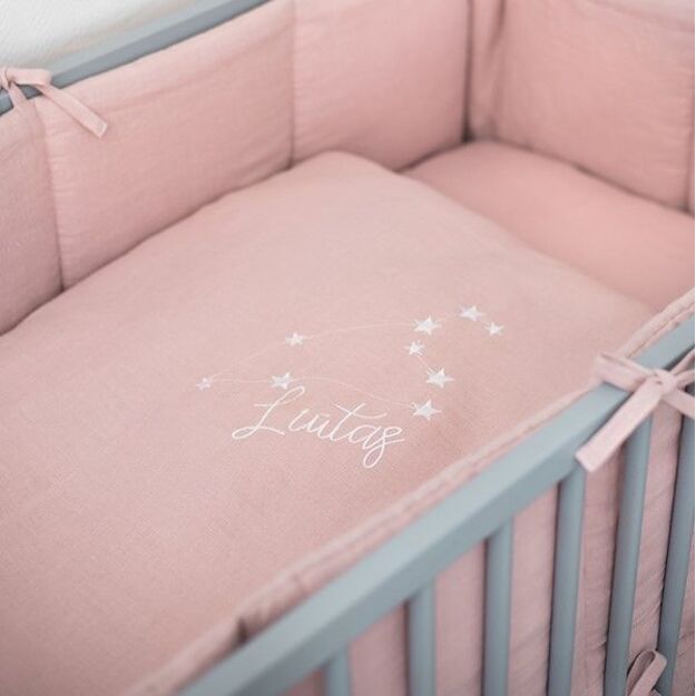 LINEN Pink  Personalized Baby Zodiac Bedding