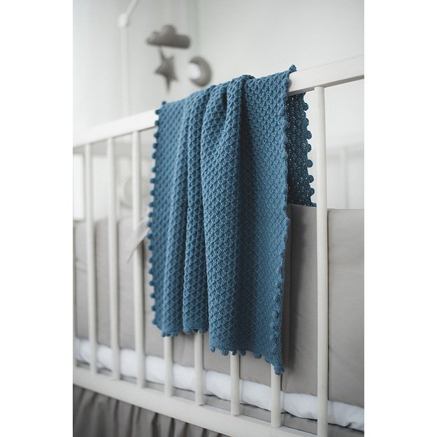 Dark blue soft knitted woolen blanket