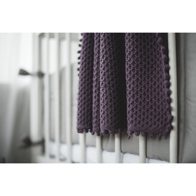Dark purple soft knitted woolen blanket