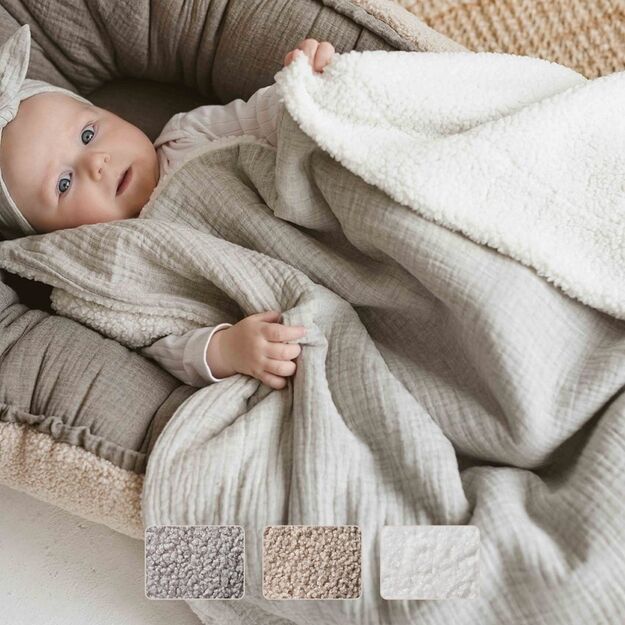 Warm Baby Blanket with muslin and teddy plush