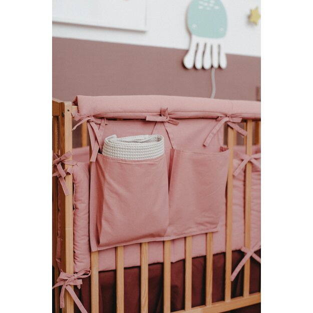 Baby Crib Pocket Diaper Organizer - Coral