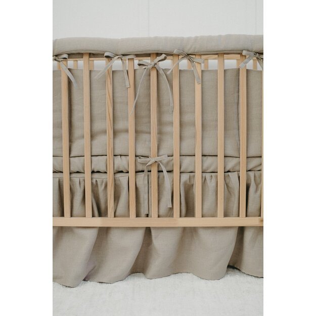 Light brown Linen Crib Rail Cover