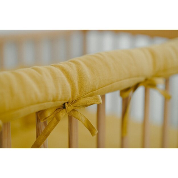 Mustard Linen Crib Rail Cover