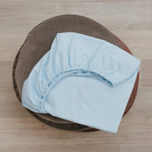 Blue fitted cot sheets for baby crib
