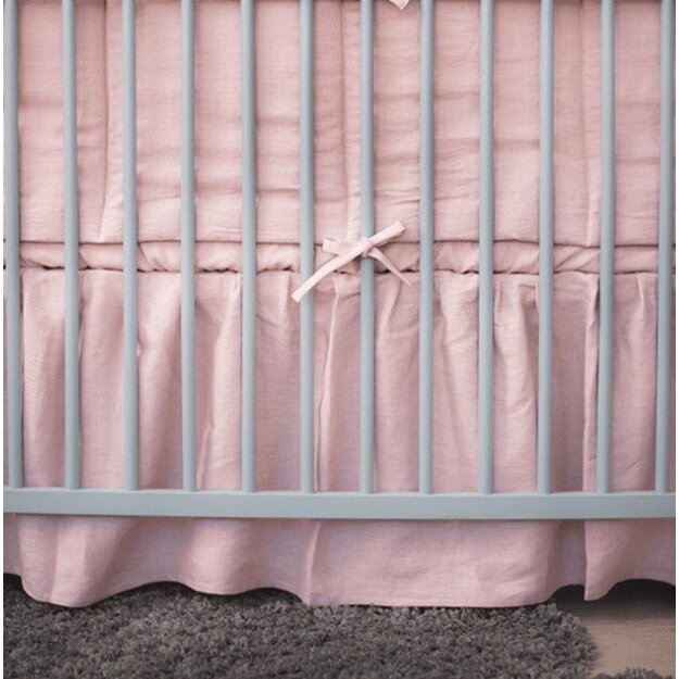 Linen Crib Skirt Light Pink