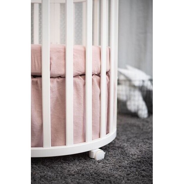 Linen Crib Skirt Light Pink